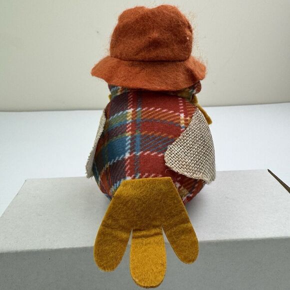 Vintage Felt Fabric Bird Shelf Sitter Scarecrow Weighted Fall Autumn Decor - Picture 5 of 7